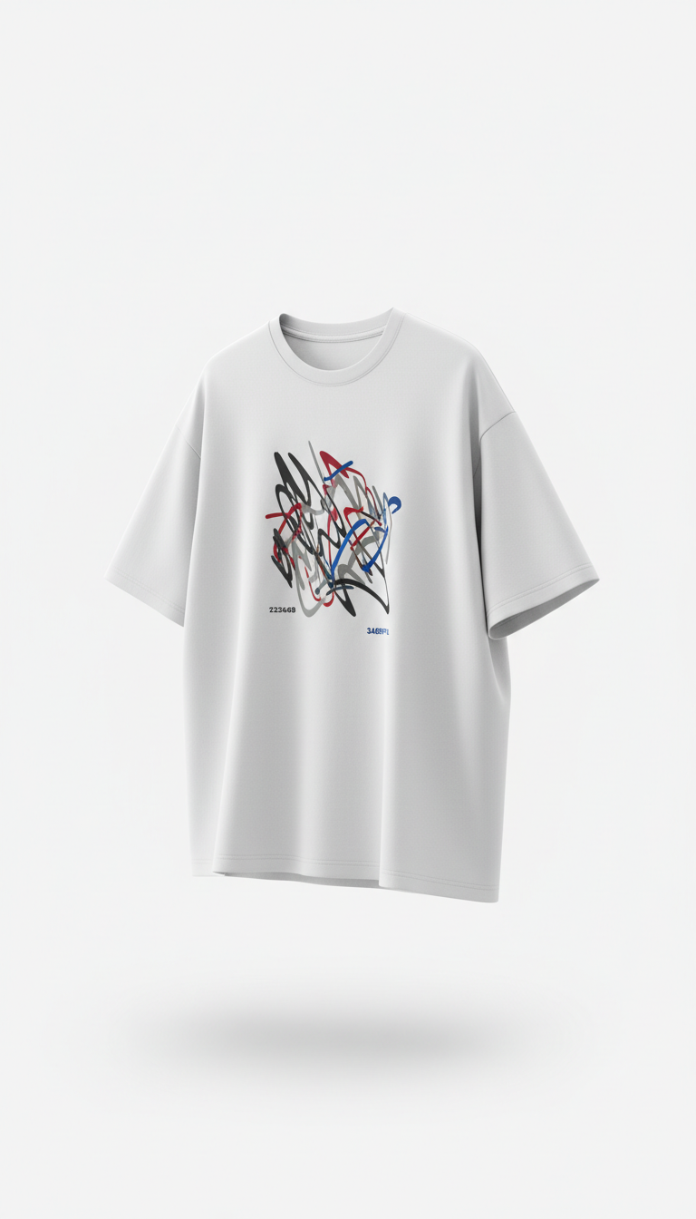 Oversized White Tee With Charcoal Ink