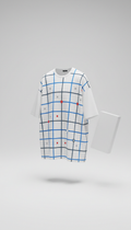 Oversized White Tee With Blue Grid