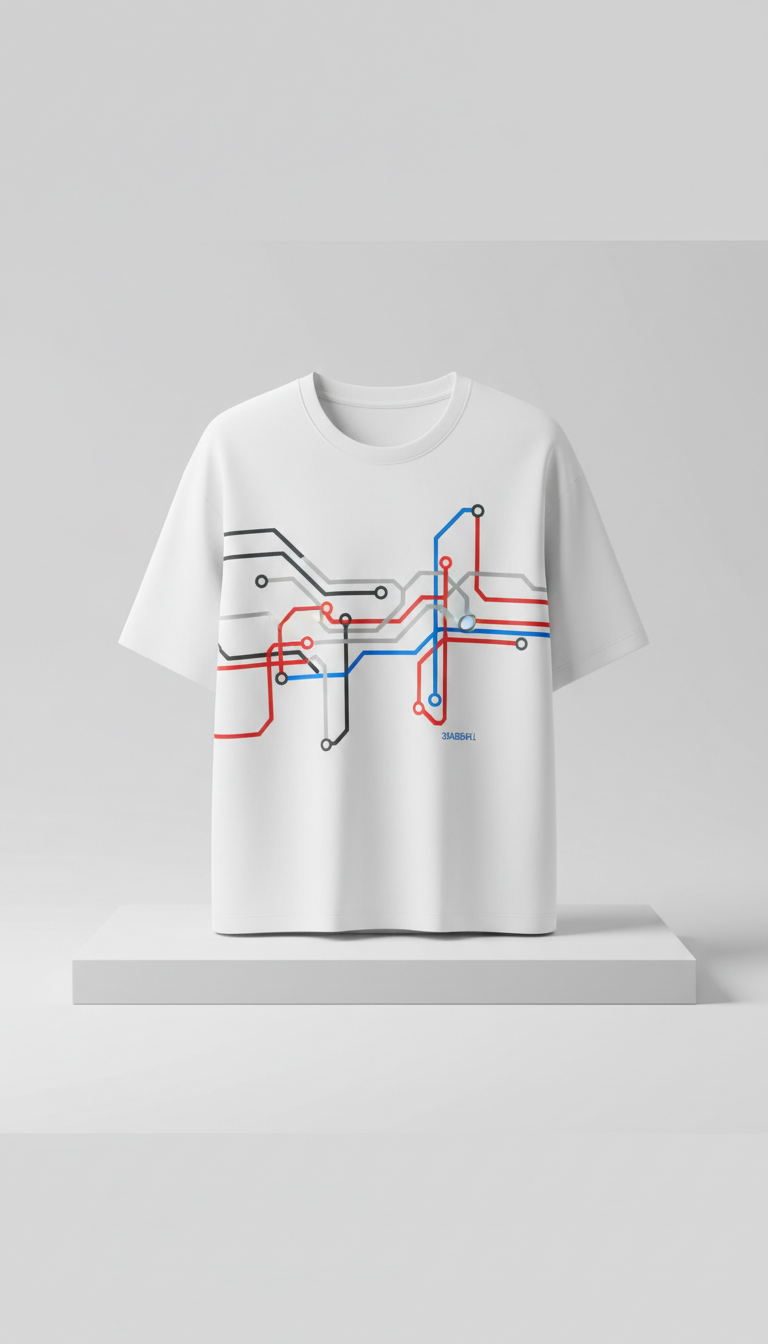 Oversized White Tee With Silver Linework