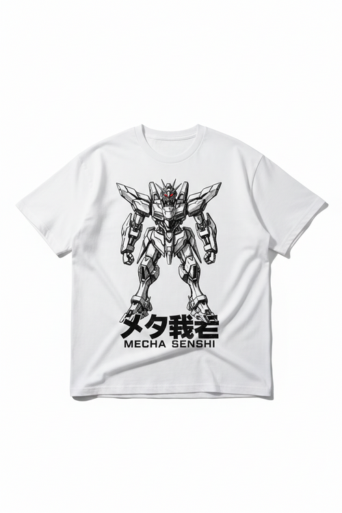 Anime mecha robot graphic tee front view