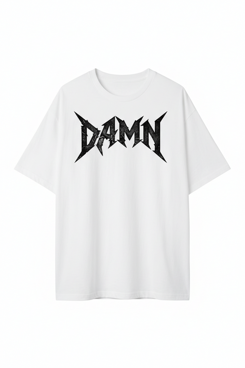 DAMN metal font graphic tee front view